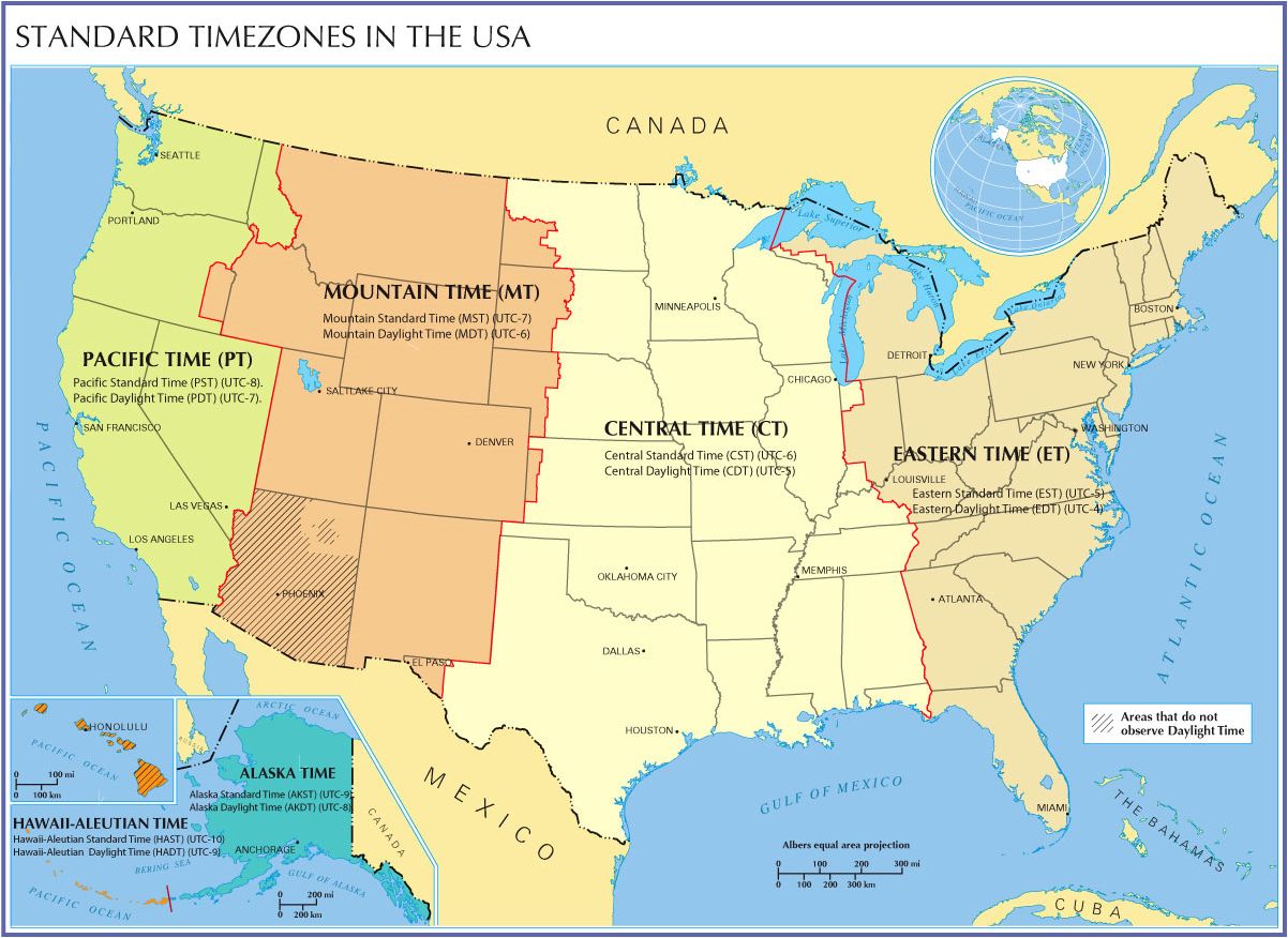 Us Time Zone Map With Roads